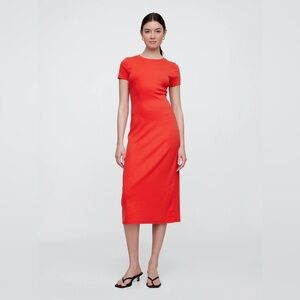 GAP Bright Red Short-Sleeve Maxi Dress